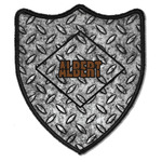 Diamond Plate Iron On Shield Patch B w/ Name or Text