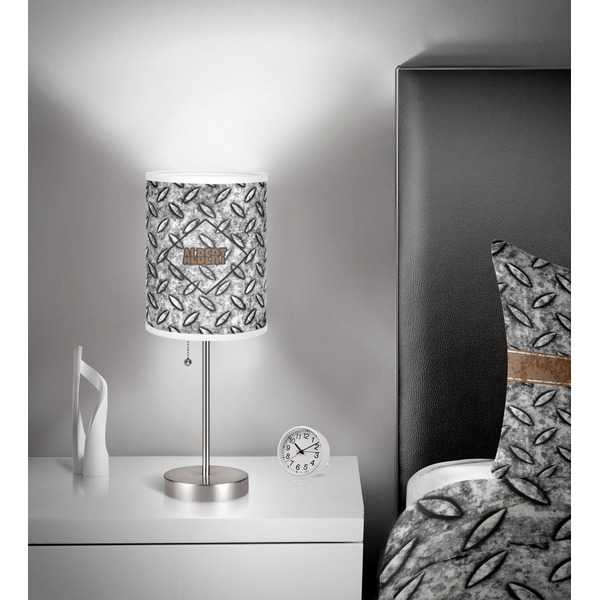 Diamond Plate 7 inch drum lamp shade - in room