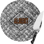 Diamond Plate Round Glass Cutting Board - Small (Personalized)