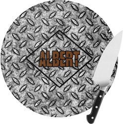 Diamond Plate Round Glass Cutting Board - Small (Personalized)