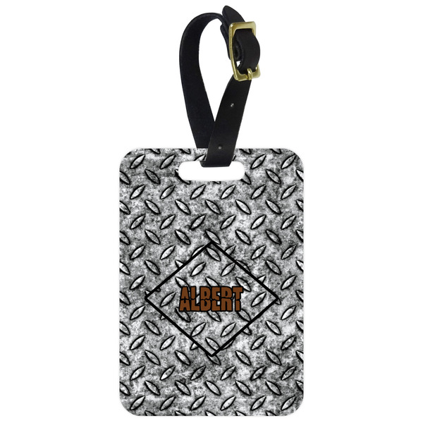 Custom Diamond Plate Metal Luggage Tag w/ Name or Text