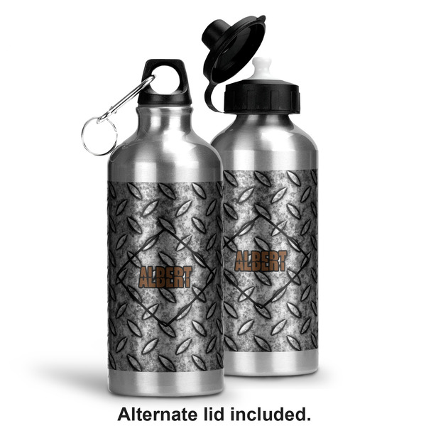 Diamond Plate Aluminum Water Bottle - Alternate lid options