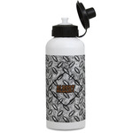 Diamond Plate Water Bottles - Aluminum - 20 oz - White (Personalized)