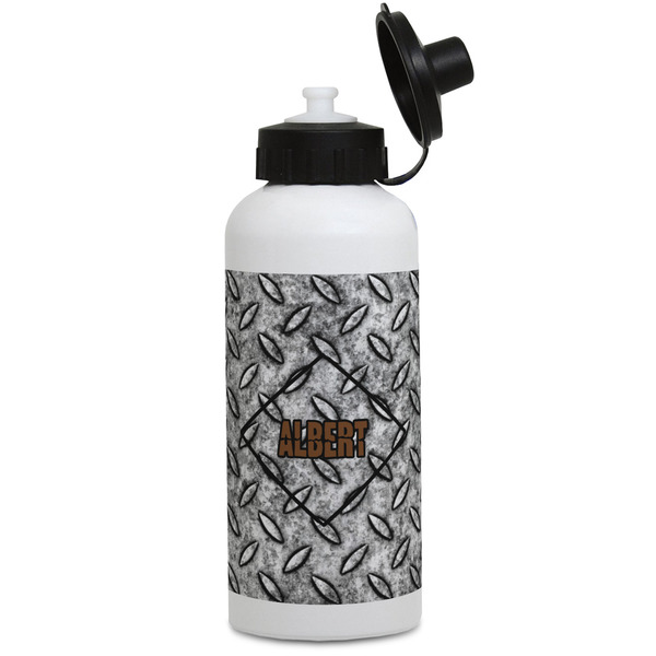 Custom Diamond Plate Water Bottles - Aluminum - 20 oz - White (Personalized)