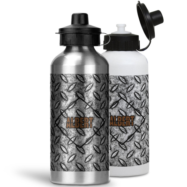 Diamond Plate Aluminum Water Bottles - MAIN (white &silver)