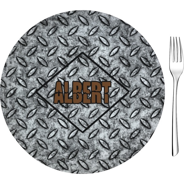 Custom Diamond Plate 8" Glass Appetizer / Dessert Plates - Single or Set (Personalized)