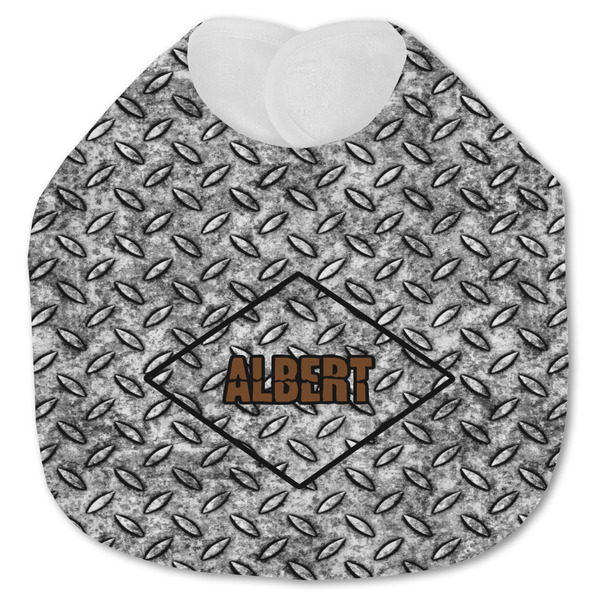 Custom Diamond Plate Jersey Knit Baby Bib w/ Name or Text