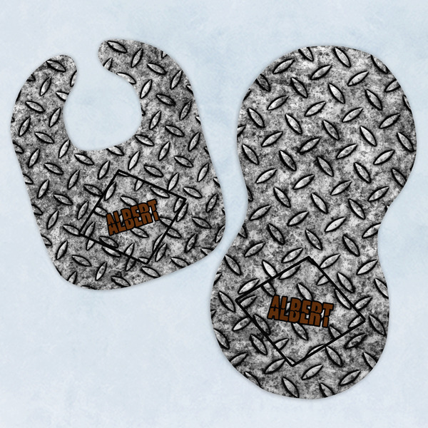Custom Diamond Plate Baby Bib & Burp Set w/ Name or Text