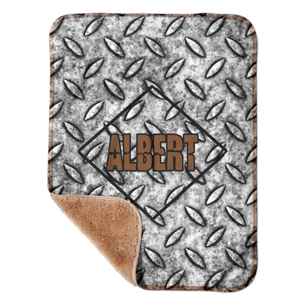 Custom Diamond Plate Sherpa Baby Blanket - 30" x 40" w/ Name or Text