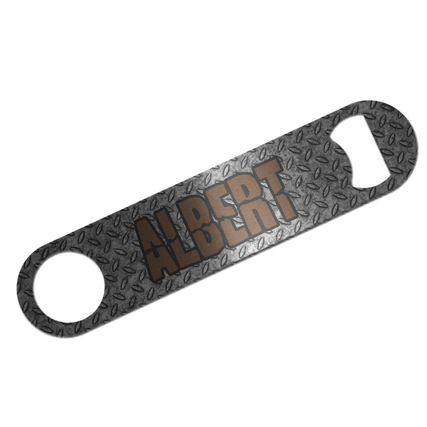 Diamond Plate Bar Opener - Silver - Front
