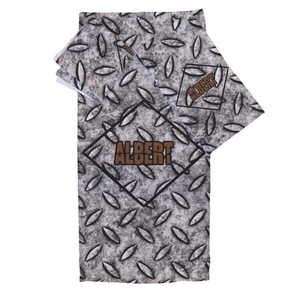 Custom Diamond Plate Bath Towel Set - 3 Pcs (Personalized)