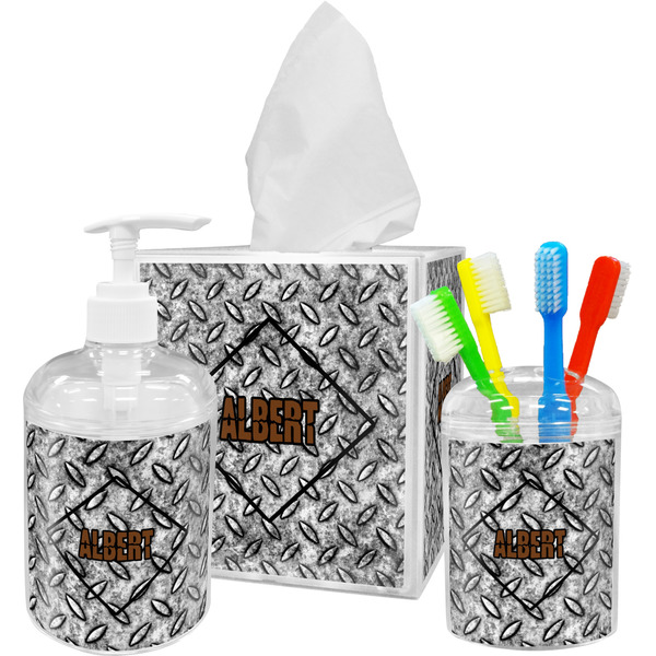 Diamond Plate Bathroom Accessories Set (Personalized)