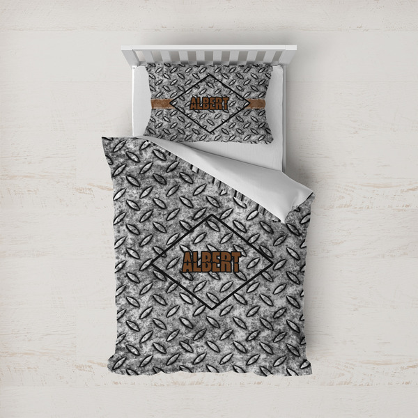 Custom Diamond Plate Duvet Cover Set - Twin (Personalized)