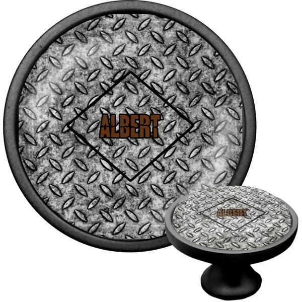 Custom Diamond Plate Cabinet Knob (Black) (Personalized)