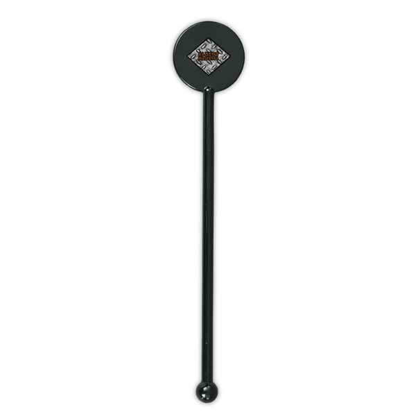 Diamond Plate Black Plastic 5.5" Stir Stick - Round - Single Stick