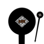 Diamond Plate 6" Round Plastic Food Picks - Black - Double Sided (Personalized)