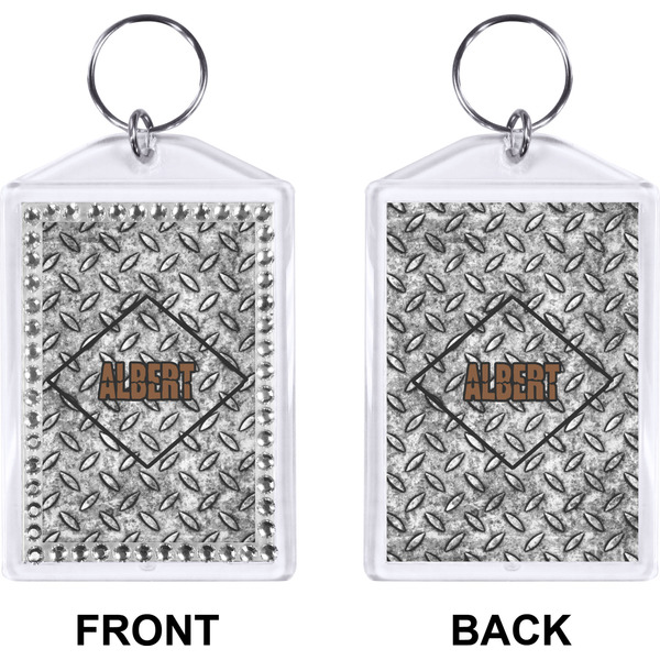 Diamond Plate Bling Keychain (Front + Back)