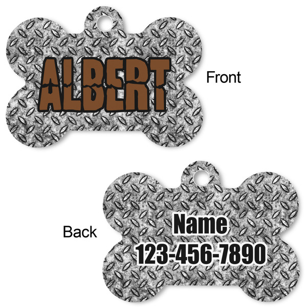 Diamond Plate Bone Shaped Dog ID Tag - Large - Approval