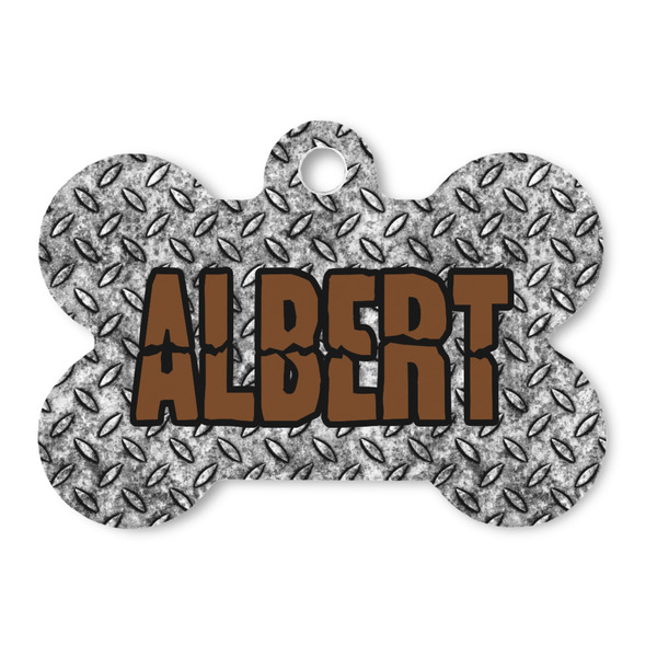 Custom Diamond Plate Bone Shaped Dog ID Tag - Large (Personalized)