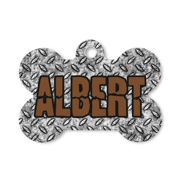 Custom Diamond Plate Bone Shaped Dog ID Tag - Small (Personalized)