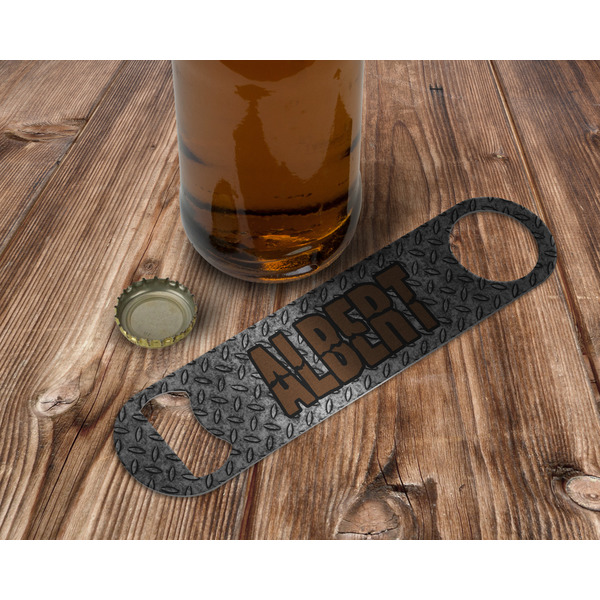 Diamond Plate Bottle Opener - In Use