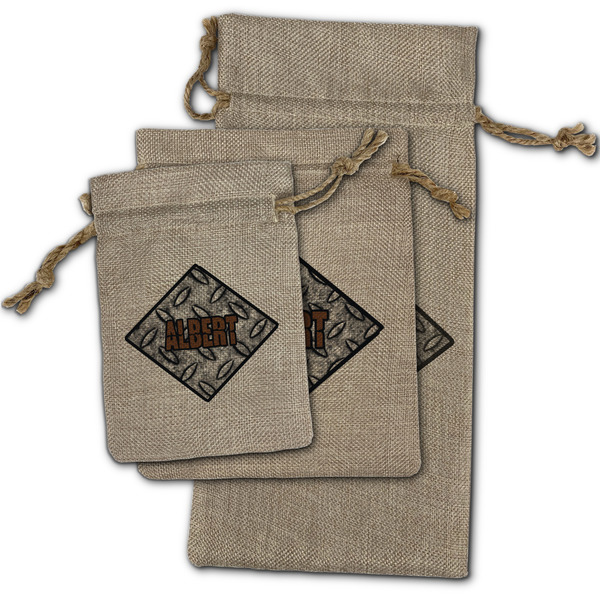 Diamond Plate Burlap Gift Bags - (PARENT MAIN) All Three