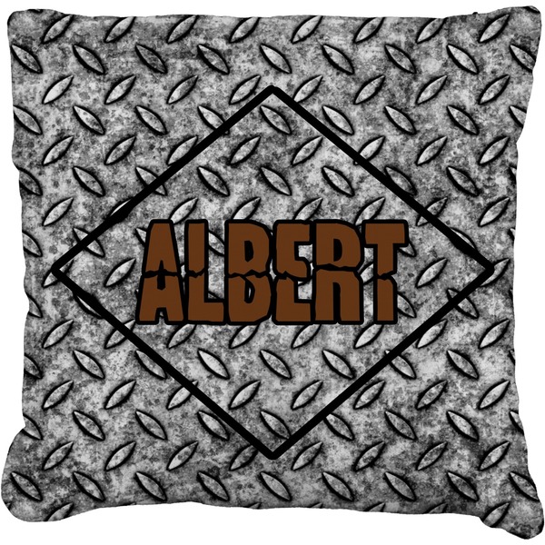 Custom Diamond Plate Faux-Linen Throw Pillow 16" (Personalized)