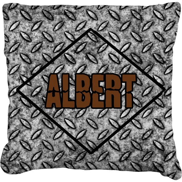 Custom Diamond Plate Faux-Linen Throw Pillow 18" (Personalized)