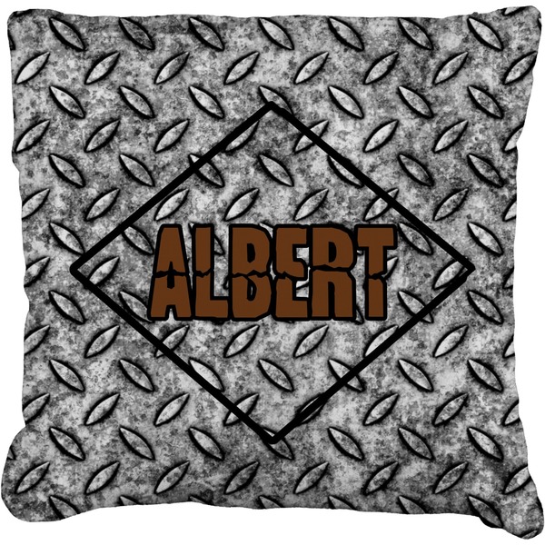 Custom Diamond Plate Faux-Linen Throw Pillow 20" (Personalized)