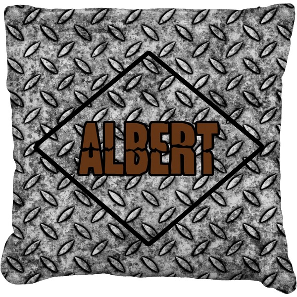 Custom Diamond Plate Faux-Linen Throw Pillow 26" (Personalized)