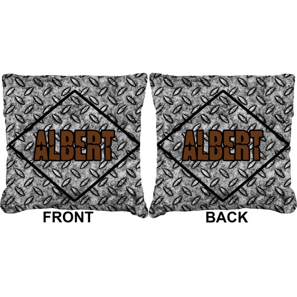 Diamond Plate Burlap Pillow Approval