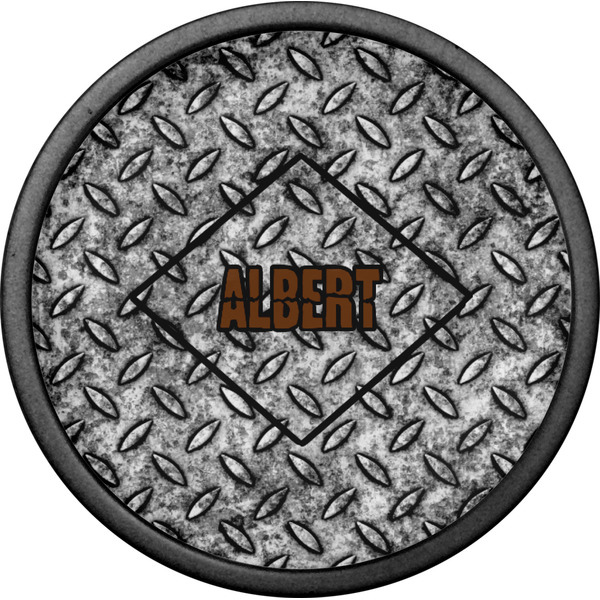 Diamond Plate Cabinet Knob - Black - Front