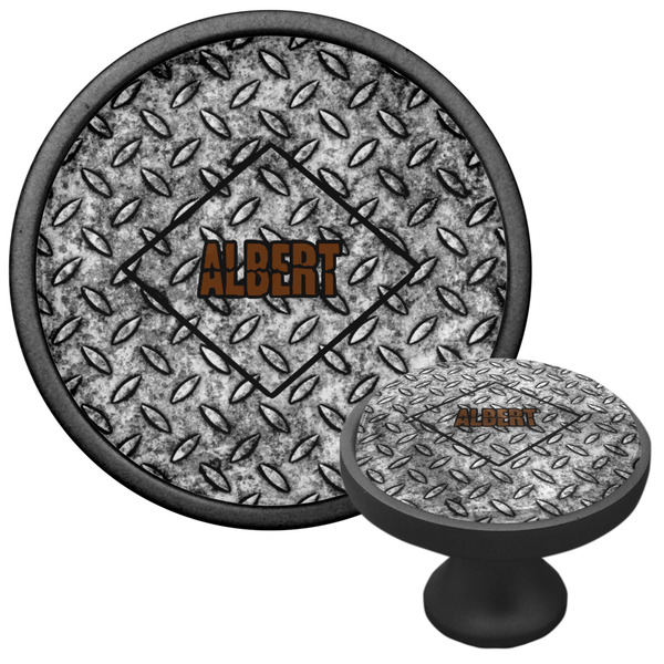 Diamond Plate Cabinet Knob - Black - Multi Angle
