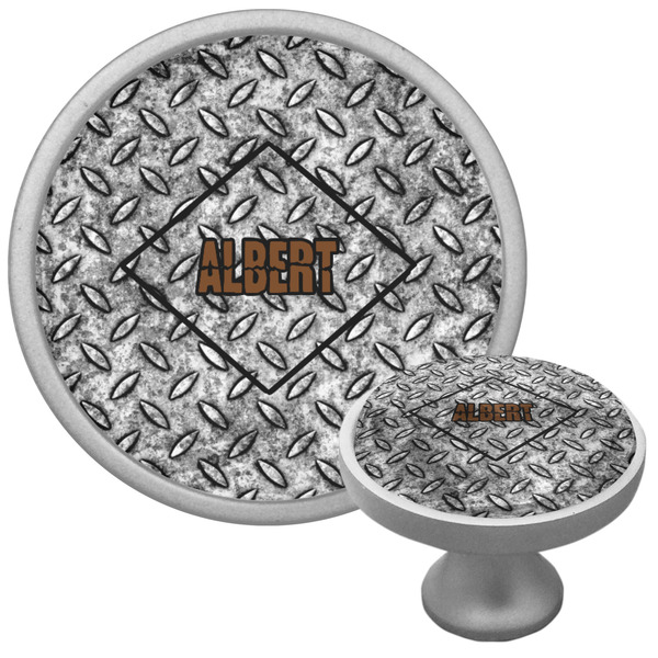 Custom Diamond Plate Cabinet Knob (Silver) (Personalized)