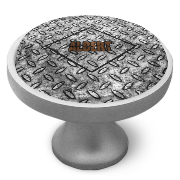 Diamond Plate Cabinet Knob - Nickel - Side