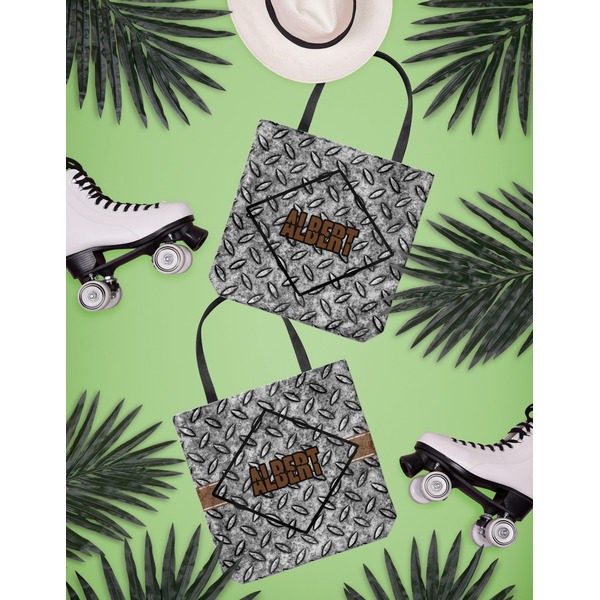 Diamond Plate Canvas Tote Lifestyle Front and Back