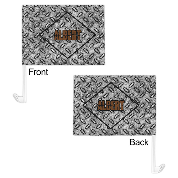 Diamond Plate Car Flag - 11" x 8" - Front & Back View