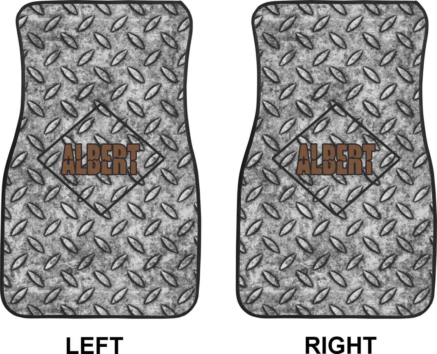 Diamond Plate Car Floor Mats (Front Seat) (Personalized) YouCustomizeIt