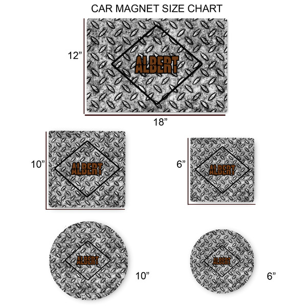 Diamond Plate Car Magnets - SIZE CHART