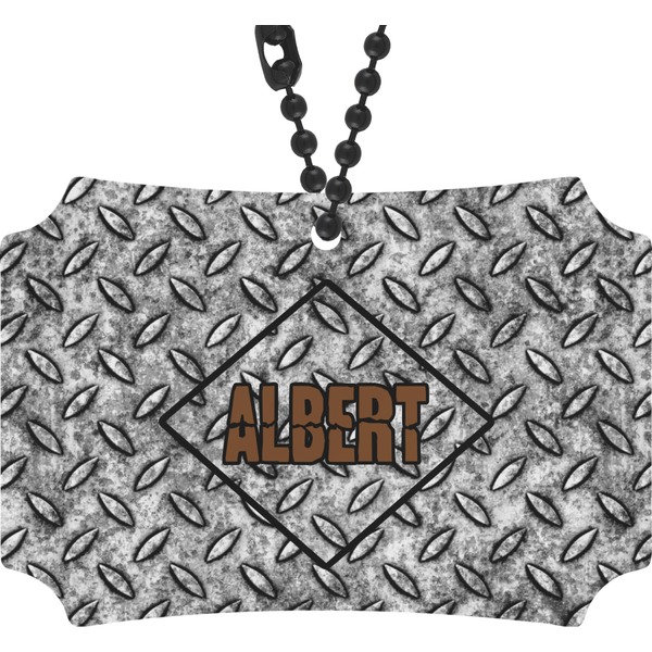 Custom Diamond Plate Rear View Mirror Ornament (Personalized)
