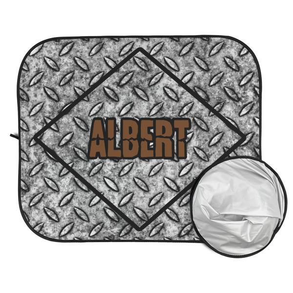 Diamond Plate Car Sun Shades - FOLDED & UNFOLDED