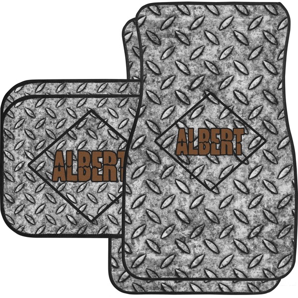 Custom Diamond Plate Car Floor Mats Set - 2 Front & 2 Back (Personalized)