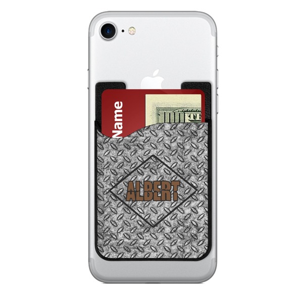 Custom Diamond Plate 2-in-1 Cell Phone Credit Card Holder & Screen Cleaner (Personalized)