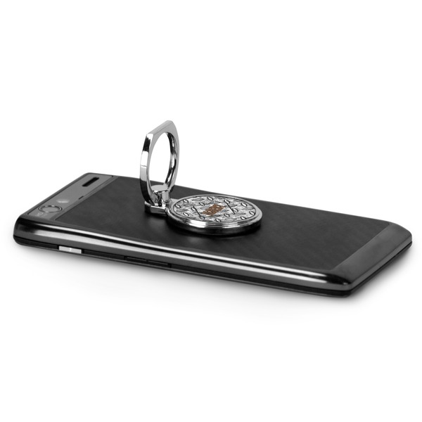 Diamond Plate Cell Phone Ring & Stand in Use