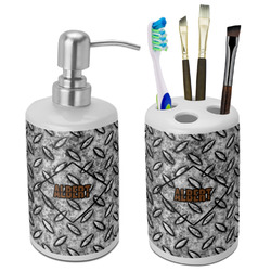 Diamond Plate Ceramic Bathroom Accessories Set (Personalized)