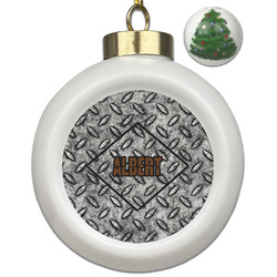 Diamond Plate Ceramic Ball Ornament - Christmas Tree (Personalized)