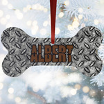 Diamond Plate Ceramic Dog Ornament w/ Name or Text