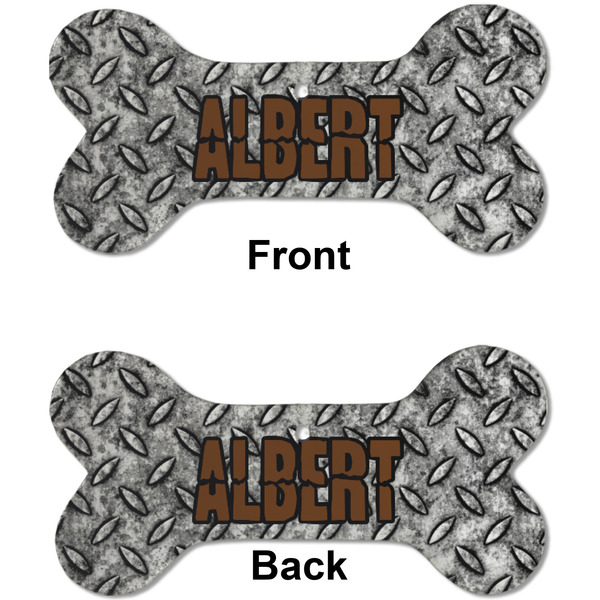 Diamond Plate Ceramic Flat Ornament - Bone Front & Back (APPROVAL)