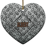 Diamond Plate Heart Ceramic Ornament w/ Name or Text