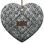 Diamond Plate Heart Ceramic Ornament w/ Name or Text